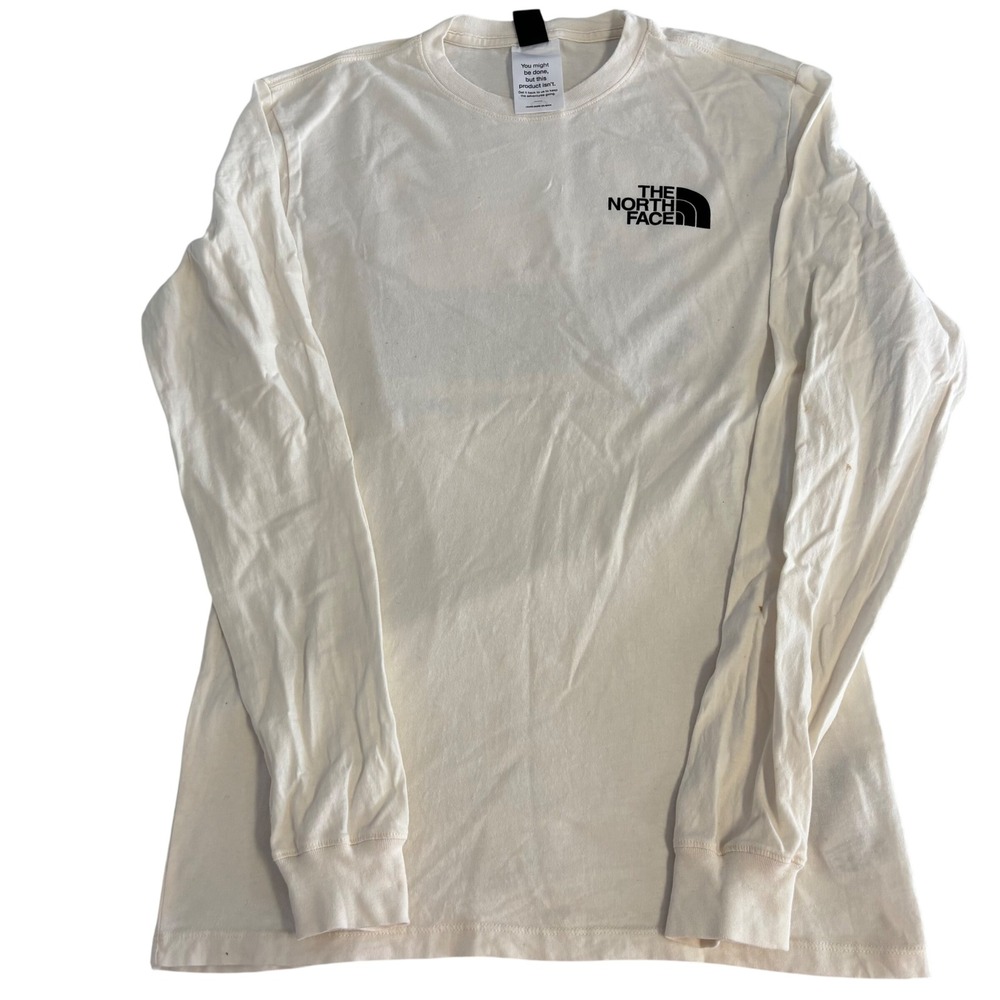 The North Face Circular Design Long Sleeve Mountain Graphic T-Shirt Cream Small - Picture 2 of 7